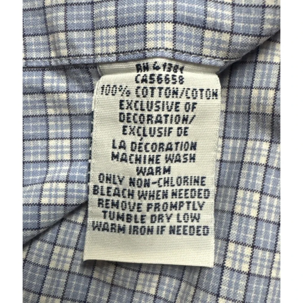 Polo Ralph Lauren Men's Blue Plaid Dress Button Front Shirt Sz 18 46 Pony Logo‎ - Picture 4 of 7